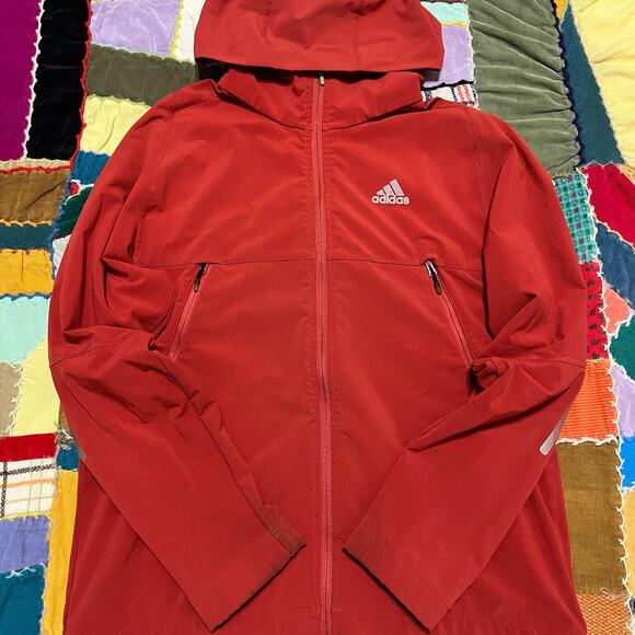 Adidas Hydrosuit Climaproof Hooded Full Zip Red Jacket Medium - Picture 1 of 6